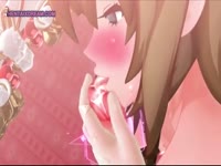 Cute anime girl sucking a huge dildo